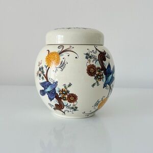 Vintage Ginger Jar Sadler England Blue Bird Paradise Vanity Table Chinoiserie
